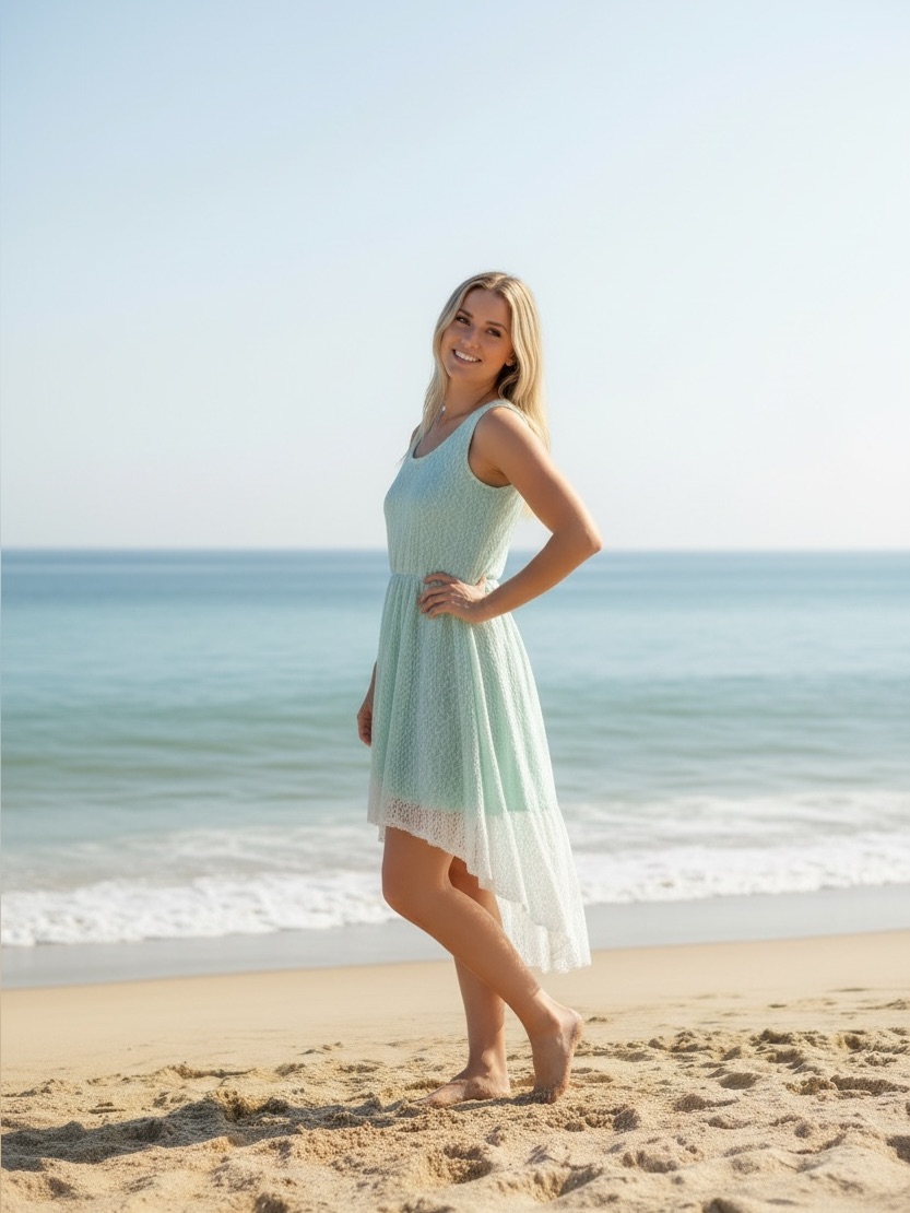 Forever 21 Sleeveless Mini High Low Dress With Lace Overlay